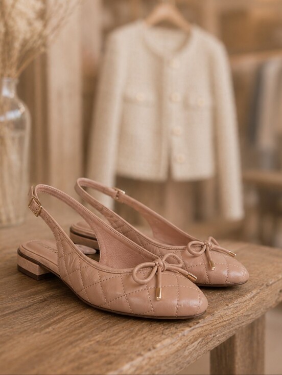 Anne Klein Shoes - Anne Klein Quilted Ballet Slingback Flats Nude Pink Size 7.5